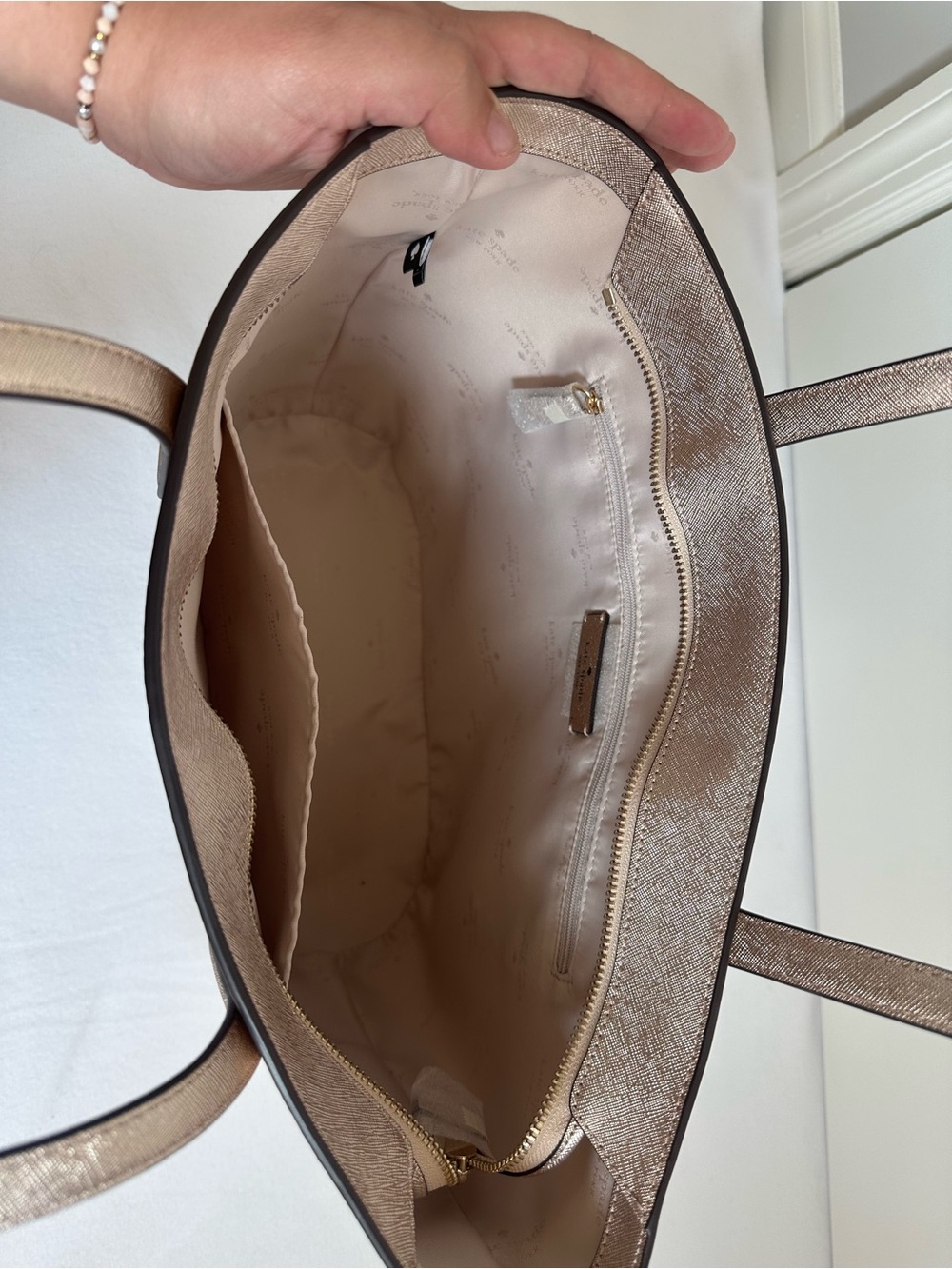 kate spade Metallic Rose Gold Glitter Shoulder Tote - Picture 5 of 6